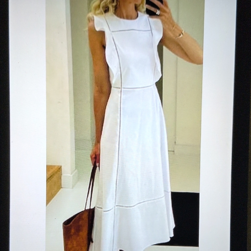 COS White Ruffled Sleeveless Midi Dress